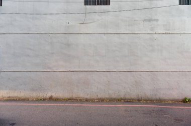 Sokak duvarı arka planı, endüstriyel arka plan, depo tuğla duvarlı boş Grunge şehir sokağı