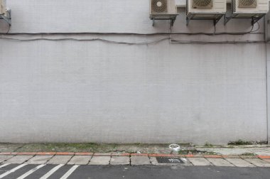 Sokak duvarı arka planı, endüstriyel arka plan, depo tuğla duvarlı boş Grunge şehir sokağı