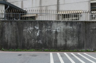 Sokak duvarı arka planı, endüstriyel arka plan, depo tuğla duvarlı boş Grunge şehir sokağı