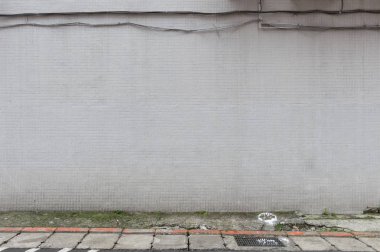 Sokak duvarı arka planı, endüstriyel arka plan, depo tuğla duvarlı boş Grunge şehir sokağı