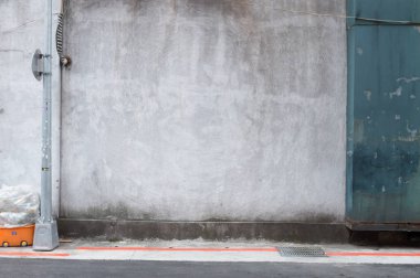 Sokak duvarı arka planı, endüstriyel arka plan, depo tuğla duvarlı boş Grunge şehir sokağı