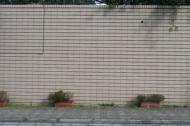 Sokak duvarı arka planı, endüstriyel arka plan, depo tuğla duvarlı boş Grunge şehir sokağı