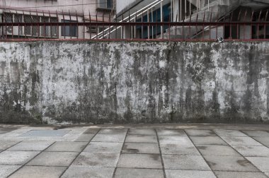 Sokak duvarı arka planı, endüstriyel arka plan, depo tuğla duvarlı boş Grunge şehir sokağı