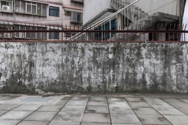 Sokak duvarı arka planı, endüstriyel arka plan, depo tuğla duvarlı boş Grunge şehir sokağı