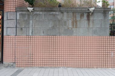 Sokak duvarı arka planı, endüstriyel arka plan, depo tuğla duvarlı boş Grunge şehir sokağı