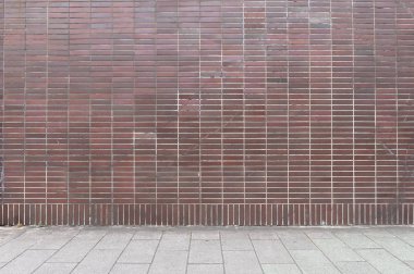 Sokak duvarı arka planı, endüstriyel arka plan, depo tuğla duvarlı boş Grunge şehir sokağı