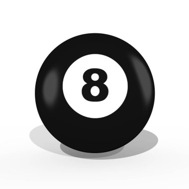 Beyaz arka plan üzerinde izole siyah bilardo topu