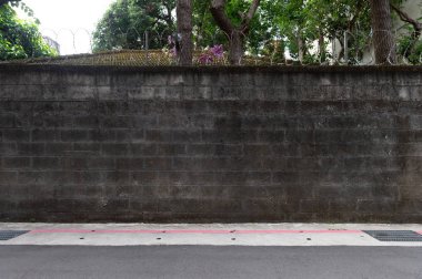 Sokak duvarı arka planı, endüstriyel arka plan, depo tuğla duvarlı boş Grunge şehir sokağı