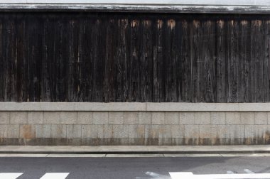 Sokak duvarı arka planı, endüstriyel arka plan, depo tuğla duvarlı boş Grunge şehir sokağı