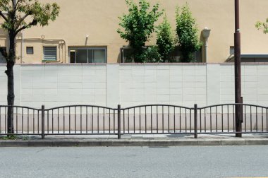 Sokak duvarı arka planı, endüstriyel arka plan, depo tuğla duvarlı boş Grunge şehir sokağı