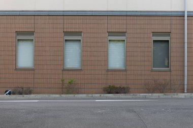 Sokak duvarı arka planı, endüstriyel arka plan, depo tuğla duvarlı boş Grunge şehir sokağı