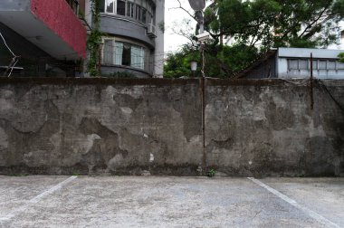 Sokak duvarı arka planı, endüstriyel arka plan, depo tuğla duvarlı boş Grunge şehir sokağı