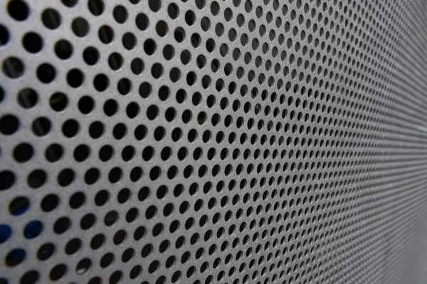 White Metal Plate Many Small Circular Holes — Stock Photo, Image