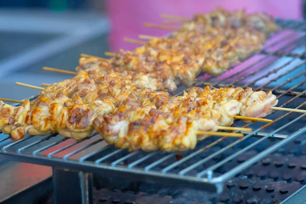 Yakitori Tradizionali Giapponesi Pollo Grigliato Come Famoso Street Food Del — Foto Stock