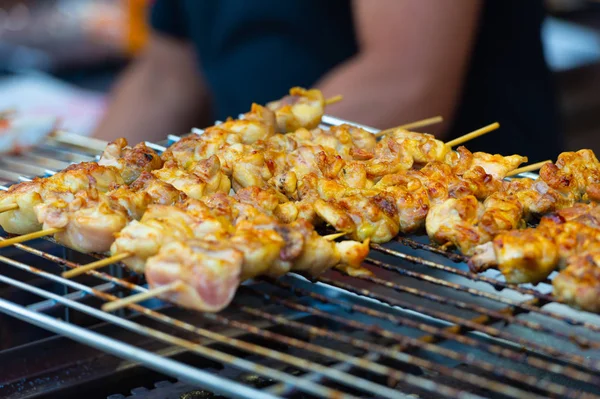Japán Hagyományos Yakitori Csirke Sült Mint Híres Utcai Élelmiszer Japán — Stock Fotó