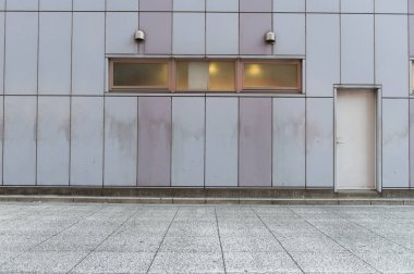 Sokak duvarı arka planı, endüstriyel arka plan, depo tuğla duvarlı boş Grunge şehir sokağı