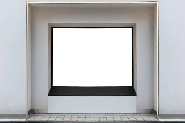 Sklep Butikowy Front Dużym Oknem Miejscem Nazwę — Zdjęcie stockowe