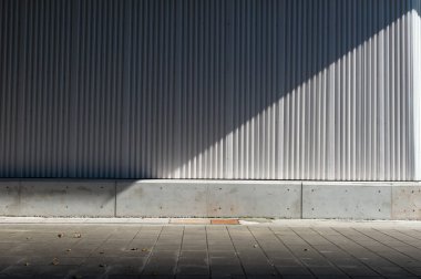 Sokak duvarı arka planı, endüstriyel arka plan, depo tuğla duvarlı boş Grunge şehir sokağı