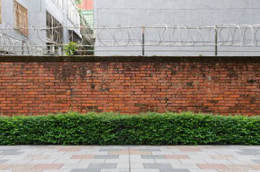 Sokak duvarı arka planı, endüstriyel arka plan, depo tuğla duvarlı boş Grunge şehir sokağı