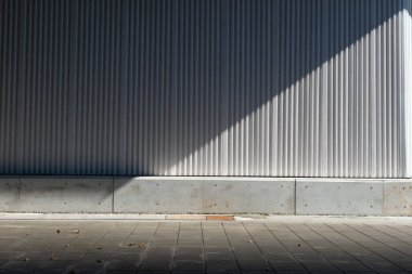 Sokak duvarı arka planı, endüstriyel arka plan, depo tuğla duvarlı boş Grunge şehir sokağı