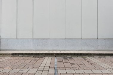 Sokak duvarı arka planı, endüstriyel arka plan, depo tuğla duvarlı boş Grunge şehir sokağı