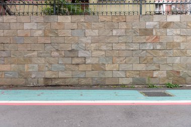 Sokak duvarı arka planı, endüstriyel arka plan, depo tuğla duvarlı boş Grunge şehir sokağı