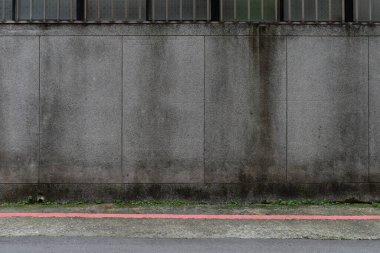 Sokak duvarı arka planı, endüstriyel arka plan, depo tuğla duvarlı boş Grunge şehir sokağı