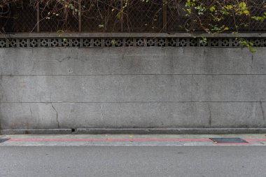 Sokak duvarı arka planı, endüstriyel arka plan, depo tuğla duvarlı boş Grunge şehir sokağı