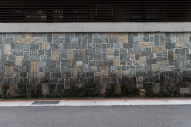 Sokak duvarı arka planı, endüstriyel arka plan, depo tuğla duvarlı boş Grunge şehir sokağı