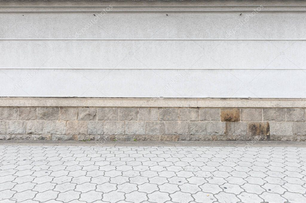 street wall background ,Industrial background, empty grunge urban street with warehouse brick wall