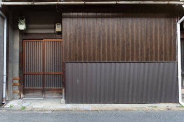 Sokak duvarı arka planı, endüstriyel arka plan, depo tuğla duvarlı boş Grunge şehir sokağı