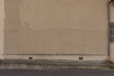 Sokak duvarı arka planı, endüstriyel arka plan, depo tuğla duvarlı boş Grunge şehir sokağı