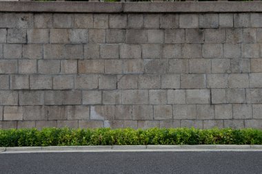 Sokak duvarı arka planı, endüstriyel arka plan, depo tuğla duvarlı boş Grunge şehir sokağı