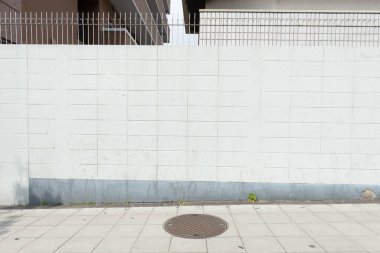 Sokak duvarı arka planı, endüstriyel arka plan, depo tuğla duvarlı boş Grunge şehir sokağı