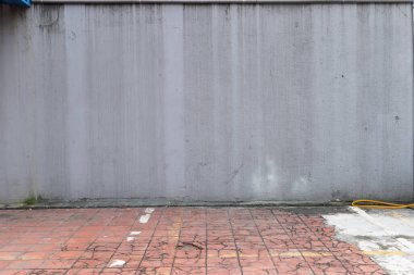 Sokak duvarı arka planı, endüstriyel arka plan, depo tuğla duvarlı boş Grunge şehir sokağı