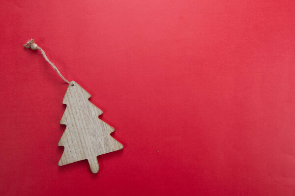 Christmas decoration  on the background of a tree with copy space