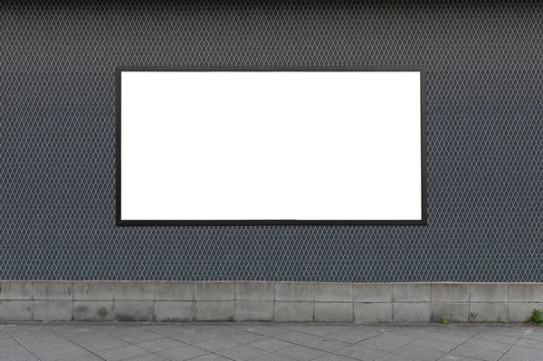 Μεγάλη Λευκή Πινακίδα Έναν Τοίχο Του Δρόμου Πανό Χώρο Για — Φωτογραφία Αρχείου