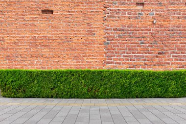 Sokak duvarı arka planı, endüstriyel arka plan, depo tuğla duvarlı boş Grunge şehir sokağı