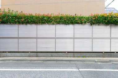 Sokak duvarı arka planı, endüstriyel arka plan, depo tuğla duvarlı boş Grunge şehir sokağı