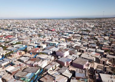 Aerial view over a township near Cape Town, South Africa clipart