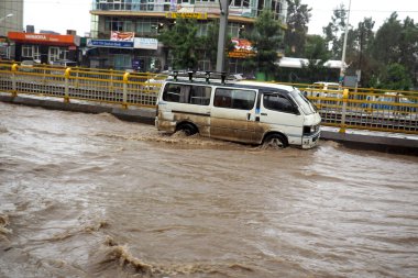 Addis Ababa, Etiyopya, 21 Temmuz 2019 : Yağmur mevsimi birçok Afrika şehrine sel getiriyor.