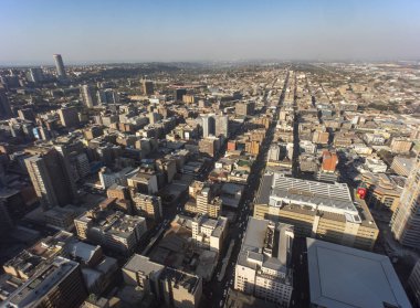 High angle view over Johannesburg city center, South Africa