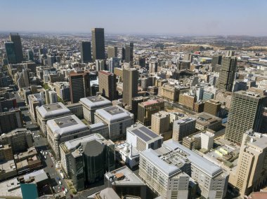 High angle view over Johannesburg city center, South Africa
