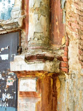 Doku duvar eski. Çürümüş sıva. Mockup. Arka plan