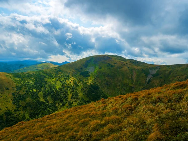 Sommerliche Berglandschaften Grüne Wiesen Hohe Hügel — Stockfoto