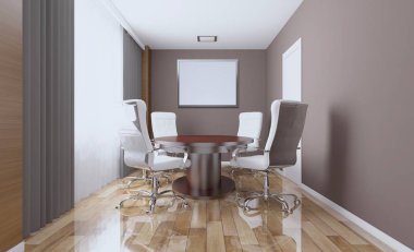 Modern ofis dolabı. Toplantı odası. 3D render... Boş resim sergisi