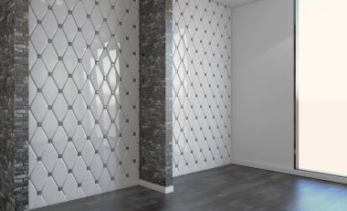 doğal ışık boş banyo. 3D render.