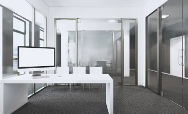 Modern ofis dolabı. Toplantı odası. 3D render.