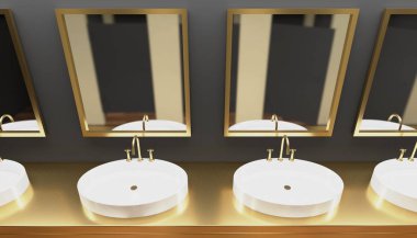 Havzaları umumi yıkayın. 3D render.