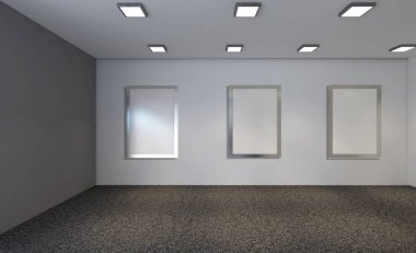 Modern boş ofis dolabı. Toplantı odası. 3D render... Boş resim sergisi